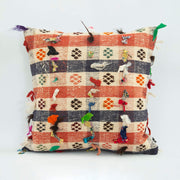 Ethnic Wool Pillowcase - Handmade Beige Wool Cushion Cover 1'8'' x 1'8'' Zipper