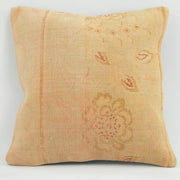 Yellow Wool Pillowcase - Ethnic Decorative Pillow With Zipper Cover 1'8" x 1'8"