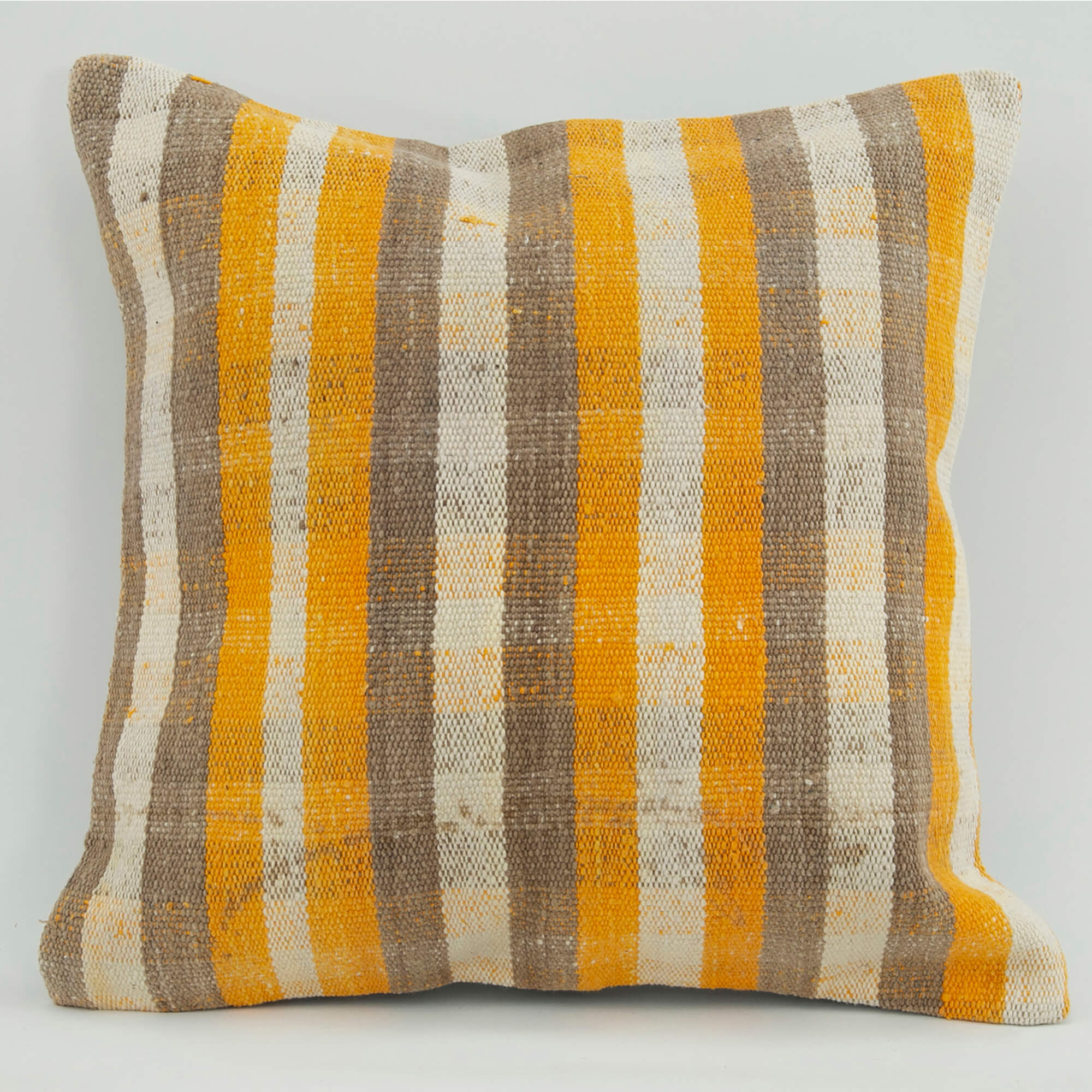 Wool Decorative Pillow - Beige Ethnic Cushion Cover With Zipper 18x18''