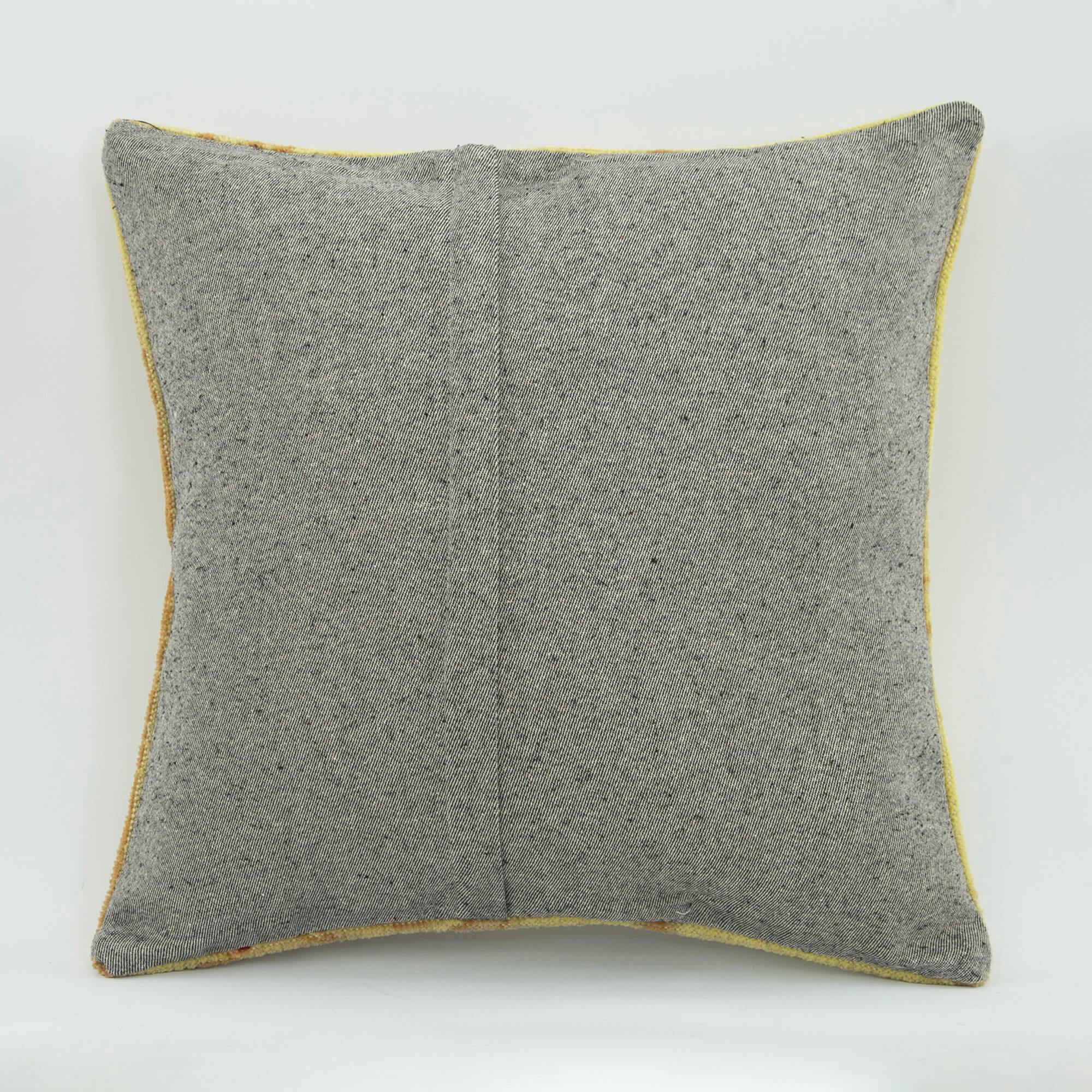 Yellow Wool Pillowcase – Handmade Ethnic Design Cushion | Soft Wool Cover 1'8'' x 1'8''