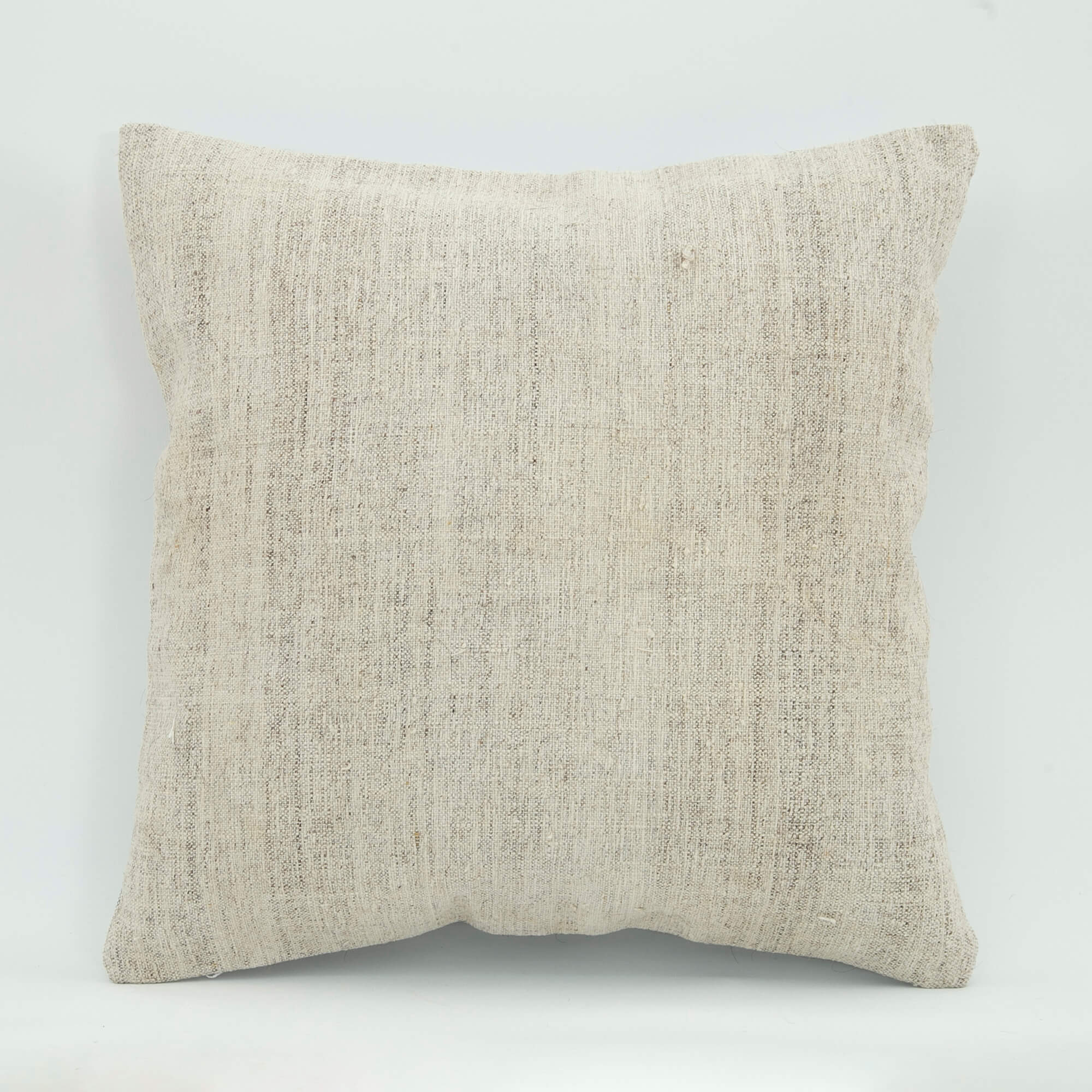 Wool Decorative Pillow Case - Beige Ethnic Zipped Handmade Cushion Cover 18x18