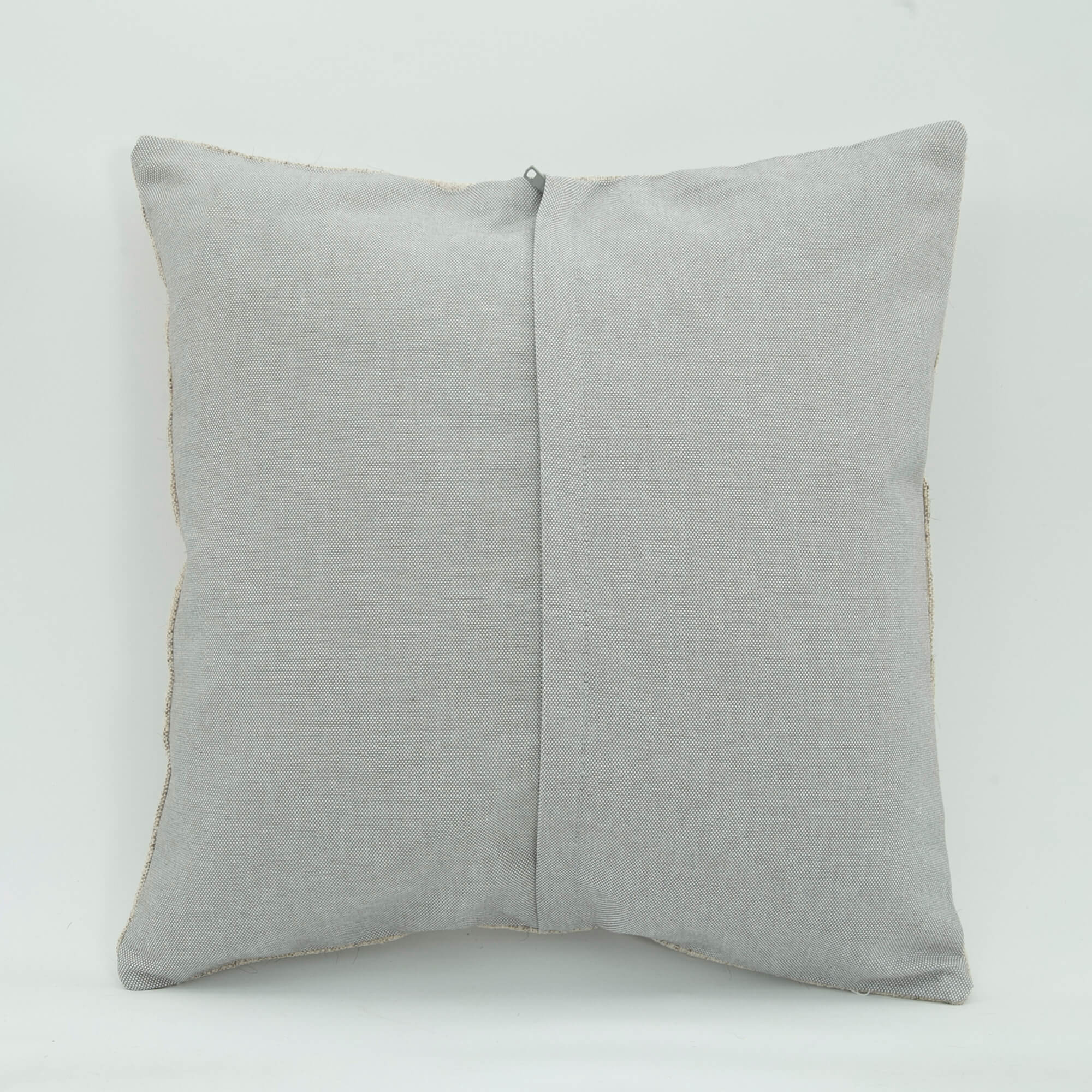 Wool Decorative Pillow Case - Beige Ethnic Zipped Handmade Cushion Cover 18x18
