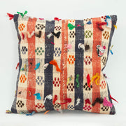 Wool Decorative Pillow Case - Handmade Ethnic Multicolor Cushion Cover with Zipper