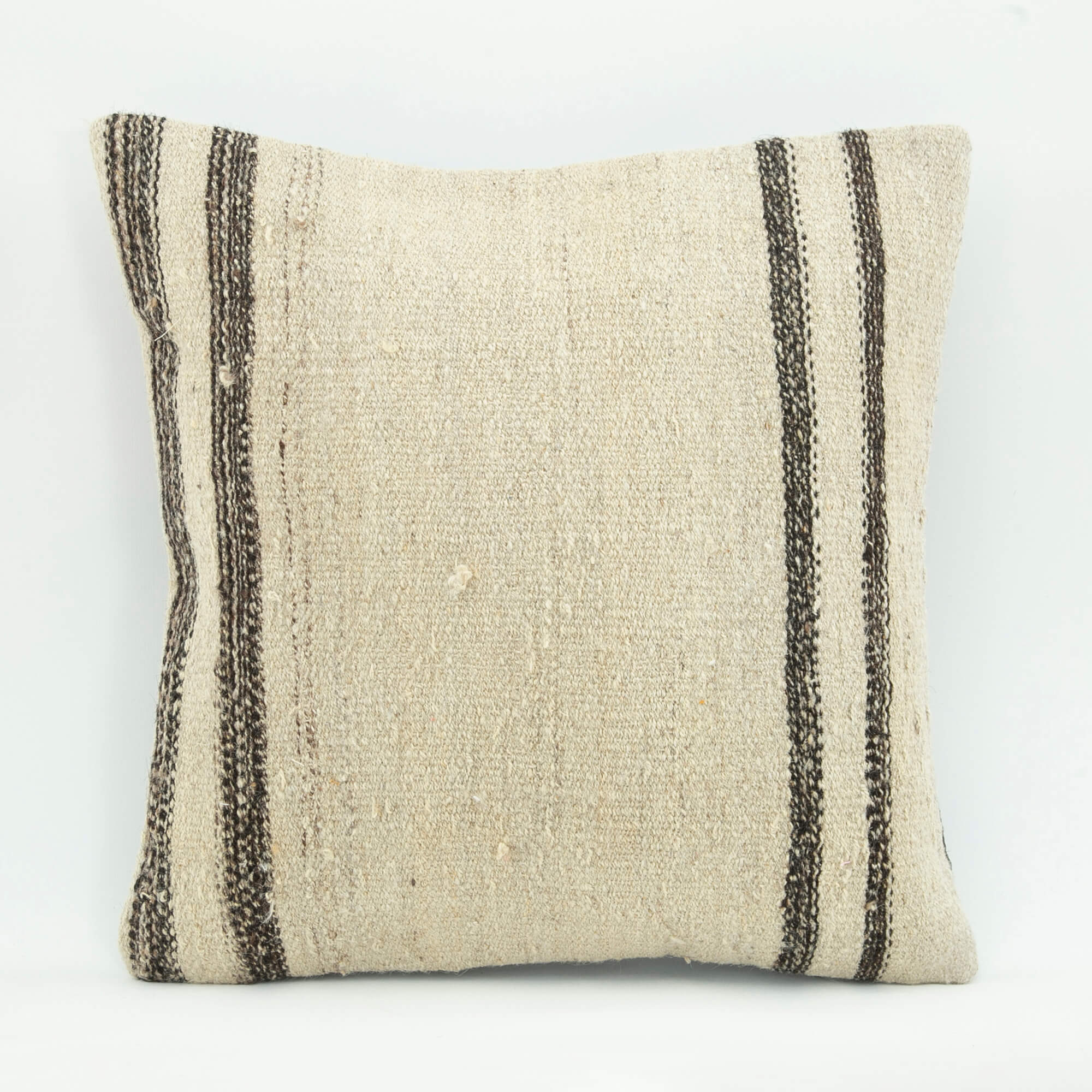 Wool Decorative Pillow – Beige Ethnic Pillow Case With Zipper, Handmade Cushion Cover