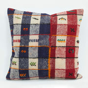 Blue Wool Pillowcase - Ethnic Decorative Pillow Cover | Handmade Zipper Cushion