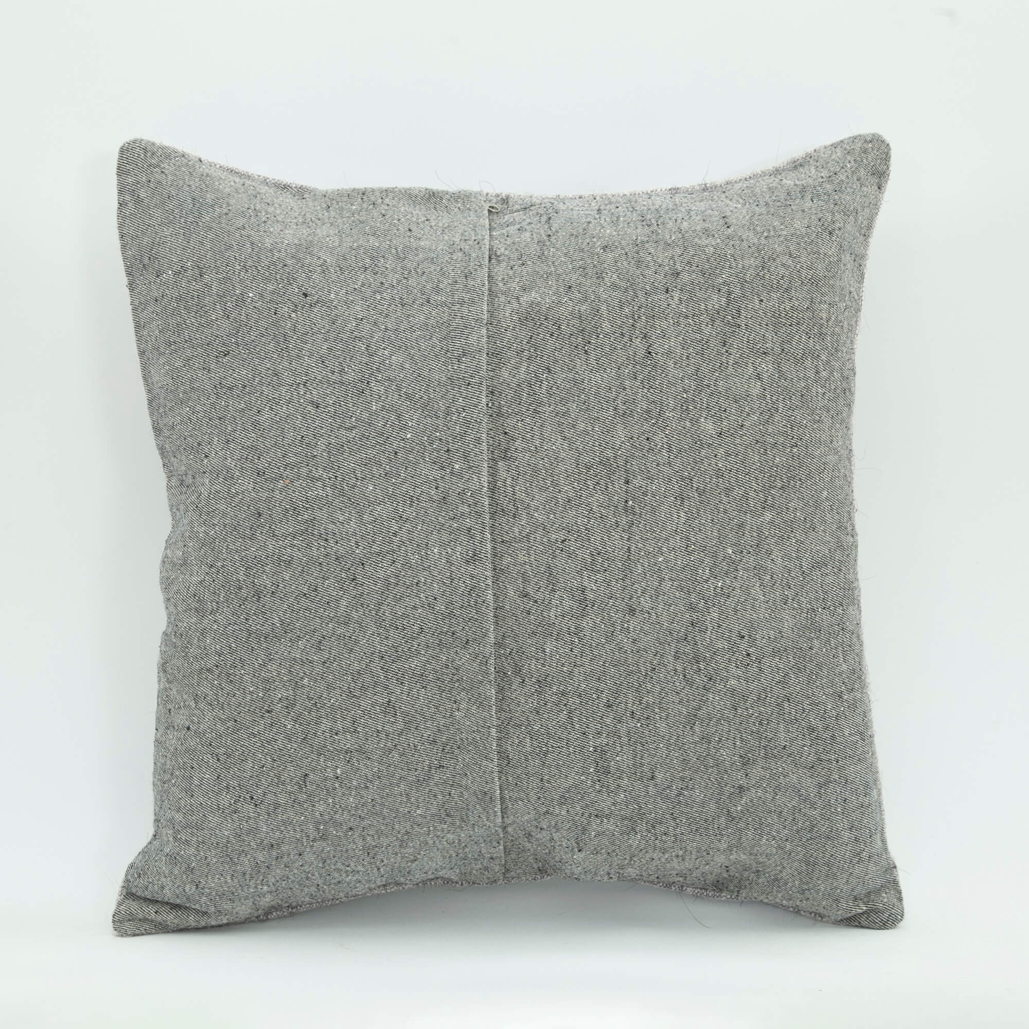 Ethnic Wool Pillowcase - Boho Handmade Cushion Cover, Grey Woolen Decorative Case With Zipper