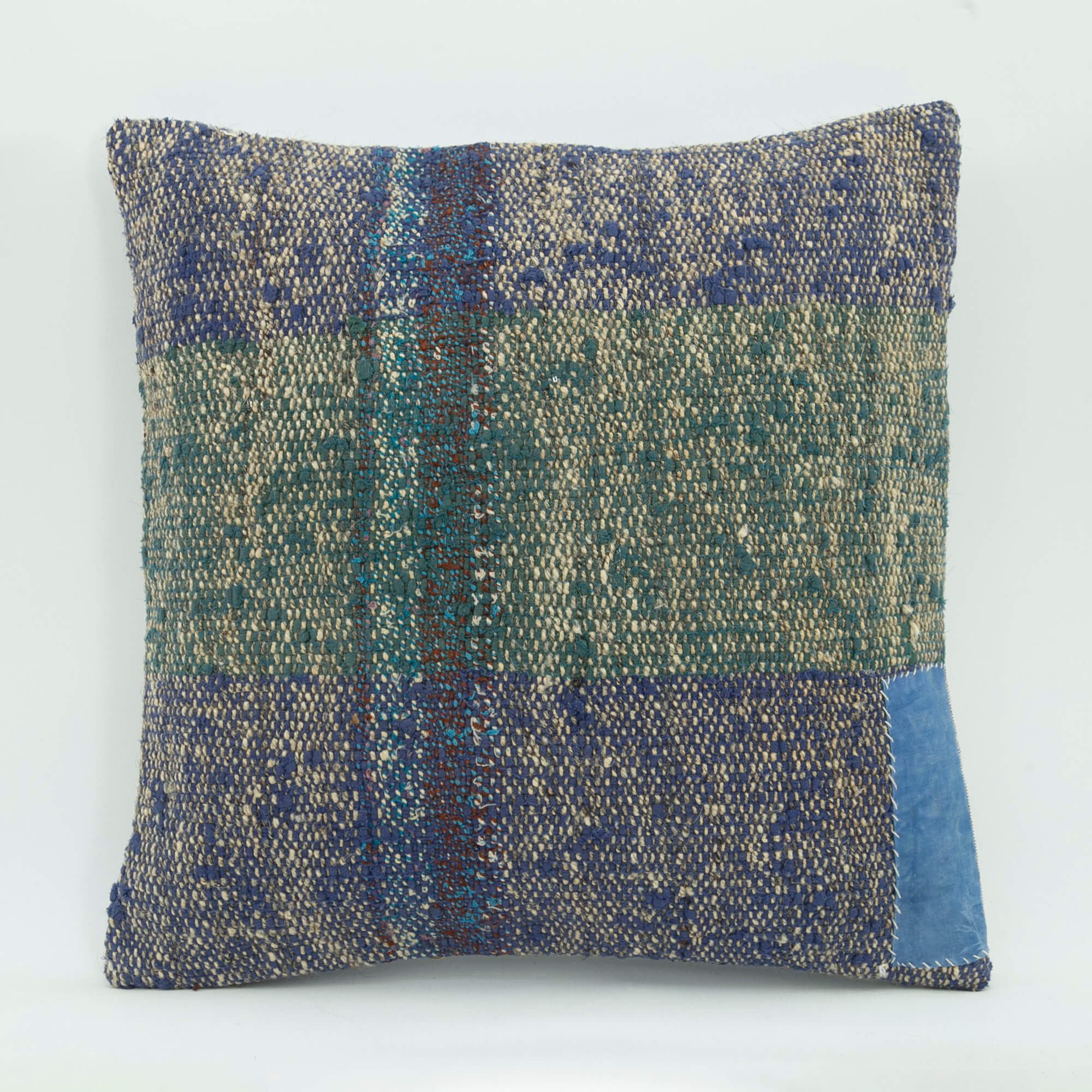 Blue Wool Pillowcase - Emel Ethnic Decorative Pillow Cover 1 Foot 8 Inch Zipper Cushion