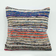 Blue Wool Pillowcase - Handmade Decorative Pillow Cover With Striped Wool Cushion
