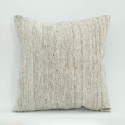 Ethnic Wool Pillowcase - Handmade Beige Wool Cushion Case With Zipper Design