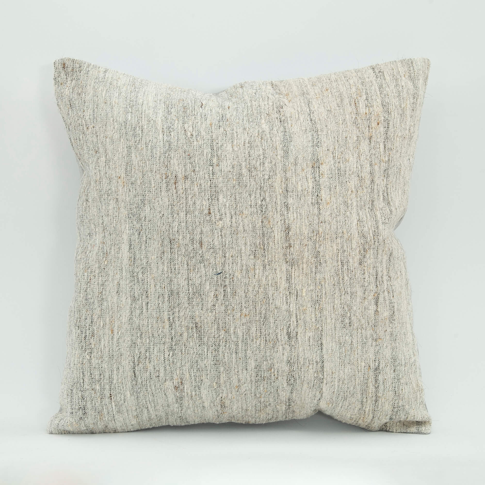 Ethnic Wool Pillowcase - Handmade Beige Wool Cushion Case With Zipper Design