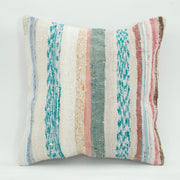 Wool Decorative Pillow - Cream Striped Pillow Case With Zipper 1'8'' x 1'8''