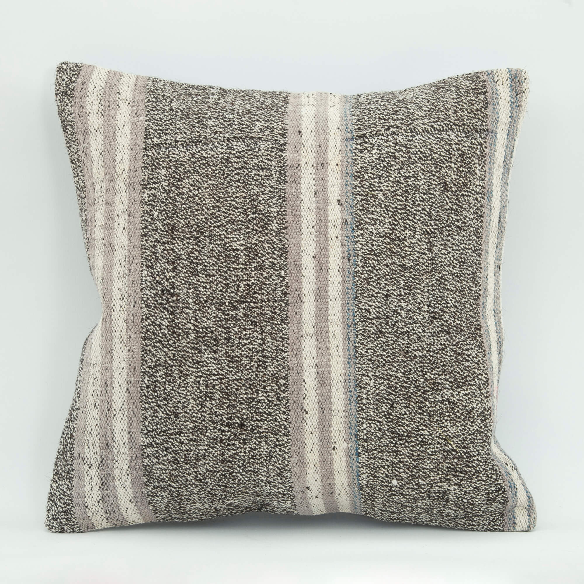 Wool Decorative Pillow Case - Ethnic Grey Cushion Cover With Zipper | Handmade