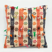 Ethnic Wool Pillowcase - Handmade Orange Decorative Pillow Cover 18x18'' Zipper