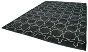 Handmade Geometric Rug – Black Wool Cotton Area Rug 9'10''x13'3'' | Vintage Turkish Carpet