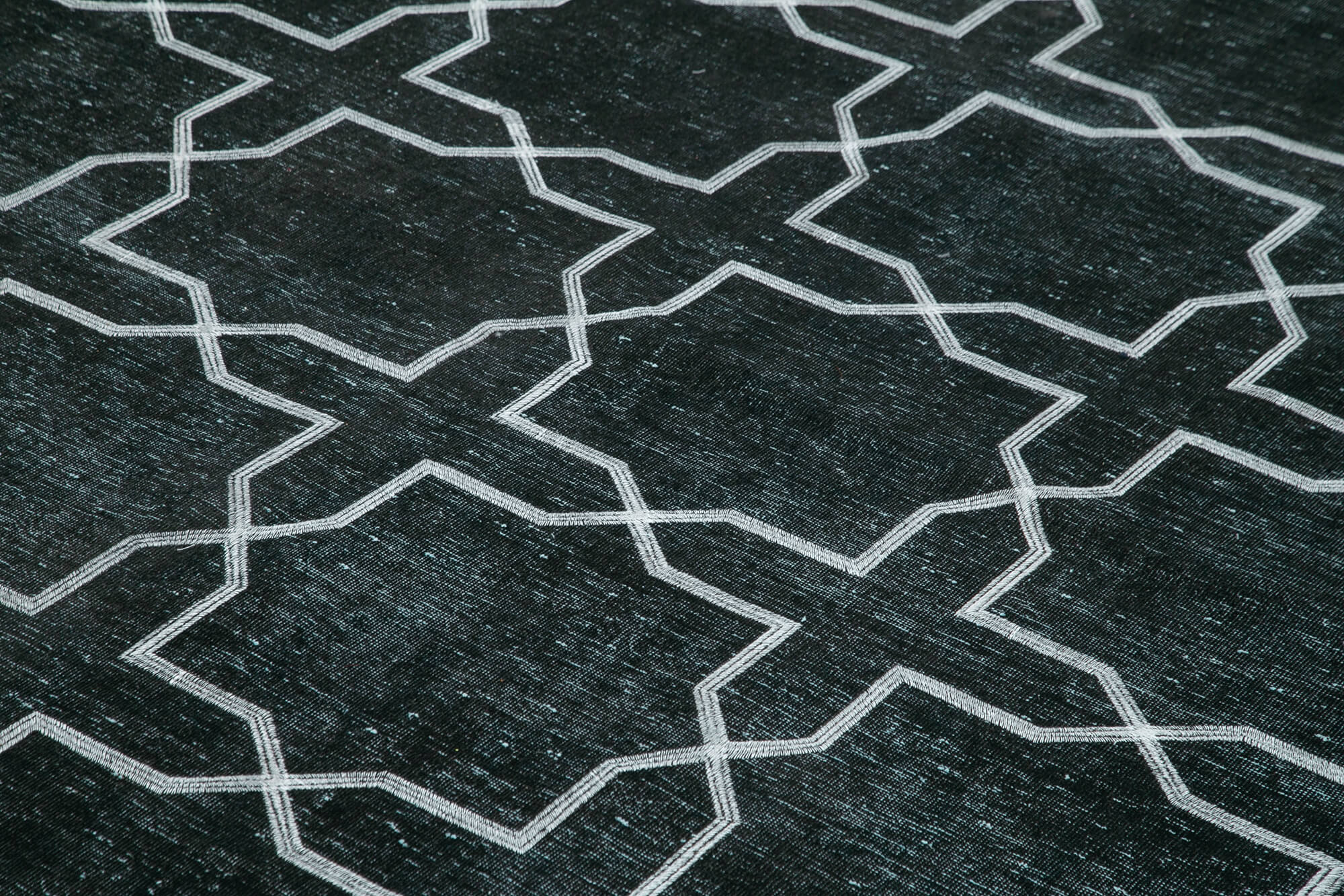 Handmade Geometric Rug – Black Wool Cotton Area Rug 9'10''x13'3'' | Vintage Turkish Carpet