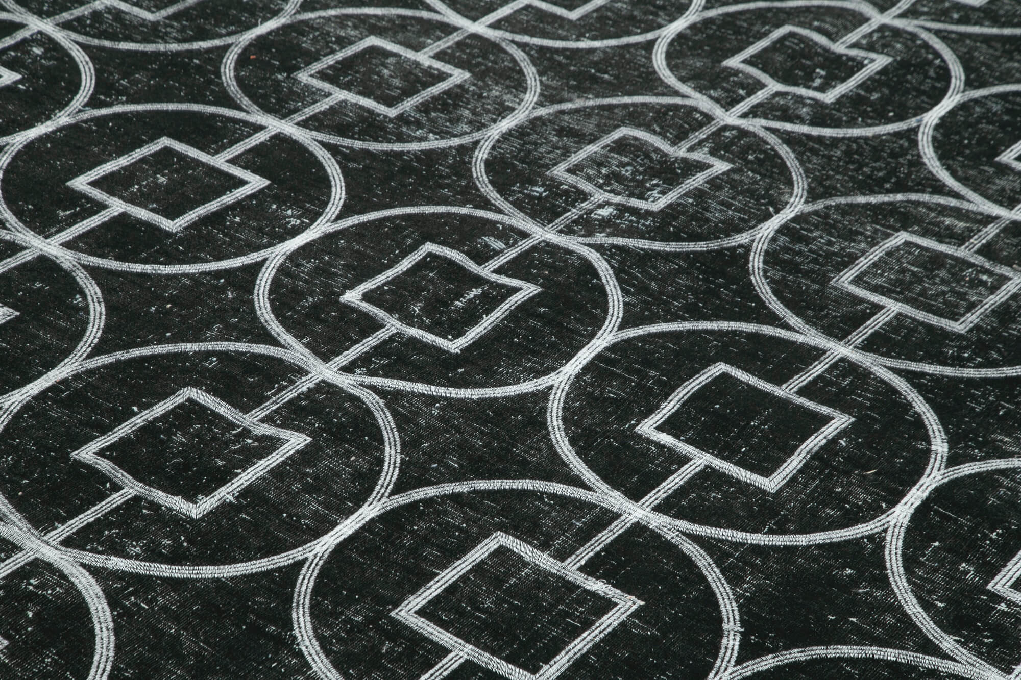Handmade Geometric Rug - Black Cotton Wool Area Rug 9'5''x12'3'' Durable Floor Covering