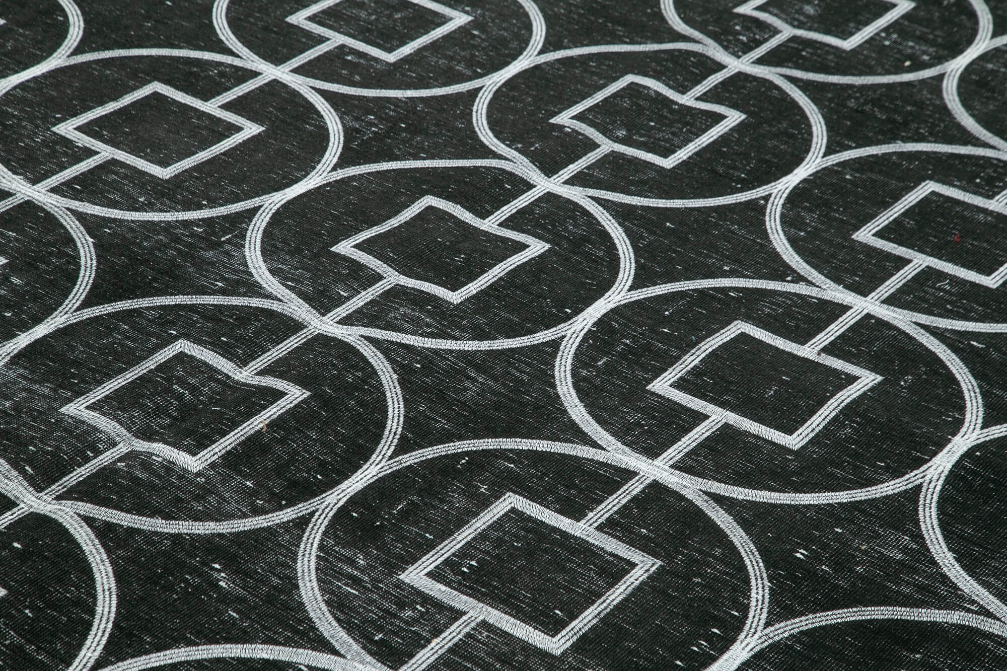 Handmade Geometric Rug - Black Area Rug 9'9"x12'4" Wool Cotton Blend Carpet