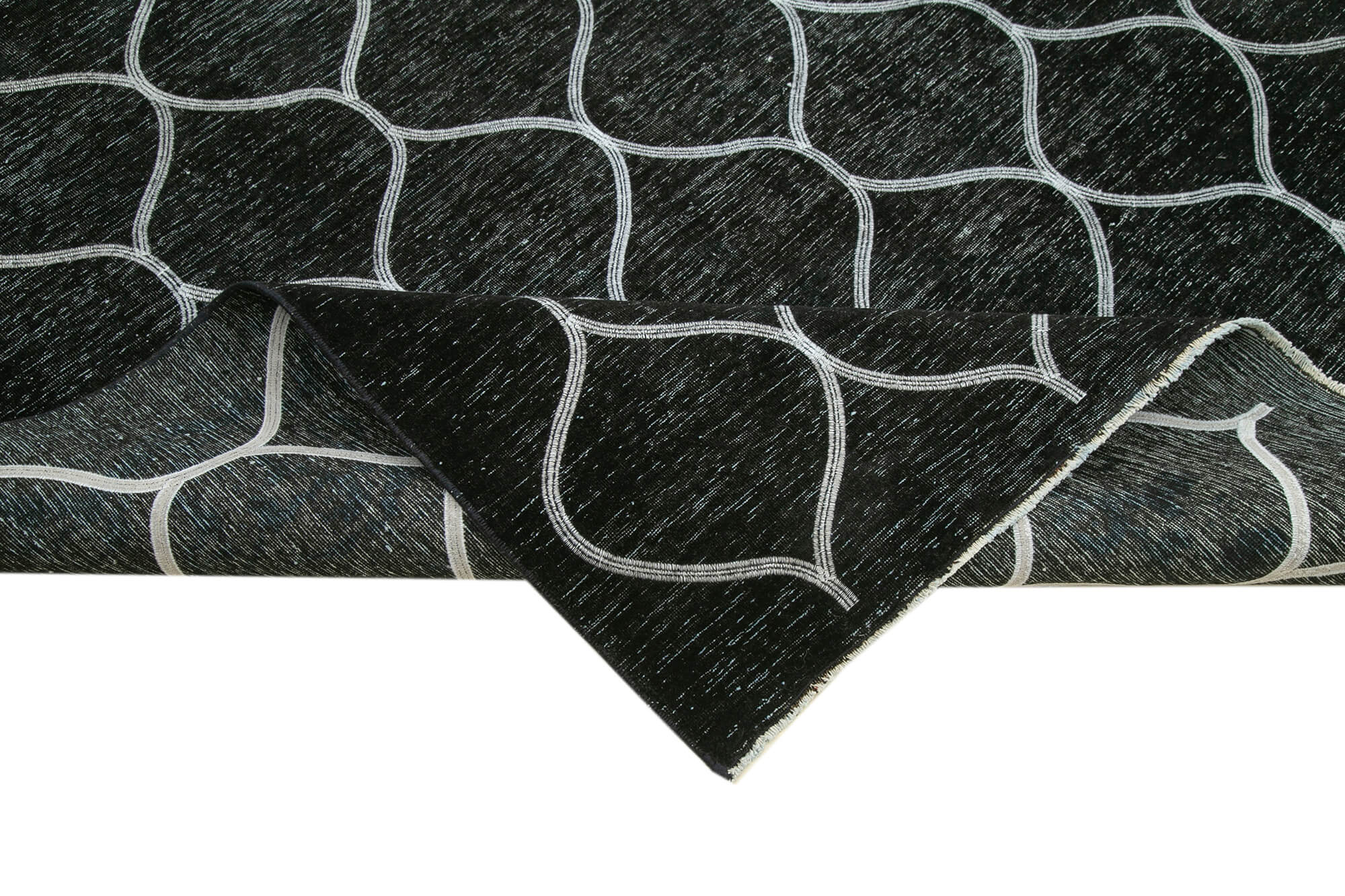 Handmade Geometric Rug - Black Area Rug | Durable Cotton Wool Carpet 9'9''x13'8''