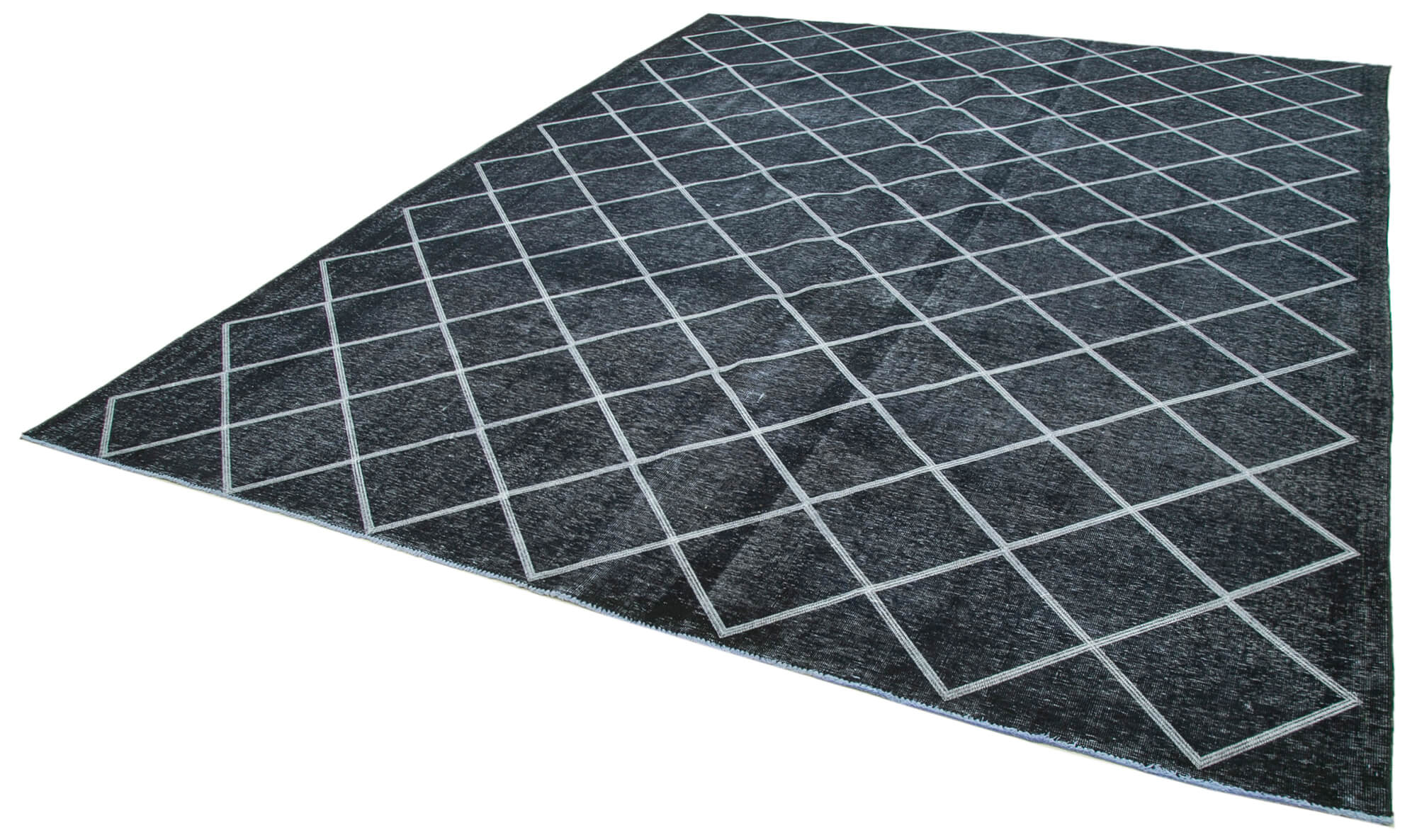 Handmade Geometric Rug - Black Area Rug Cotton Wool, Turkish Vintage Carpet 10'1''x12'6''