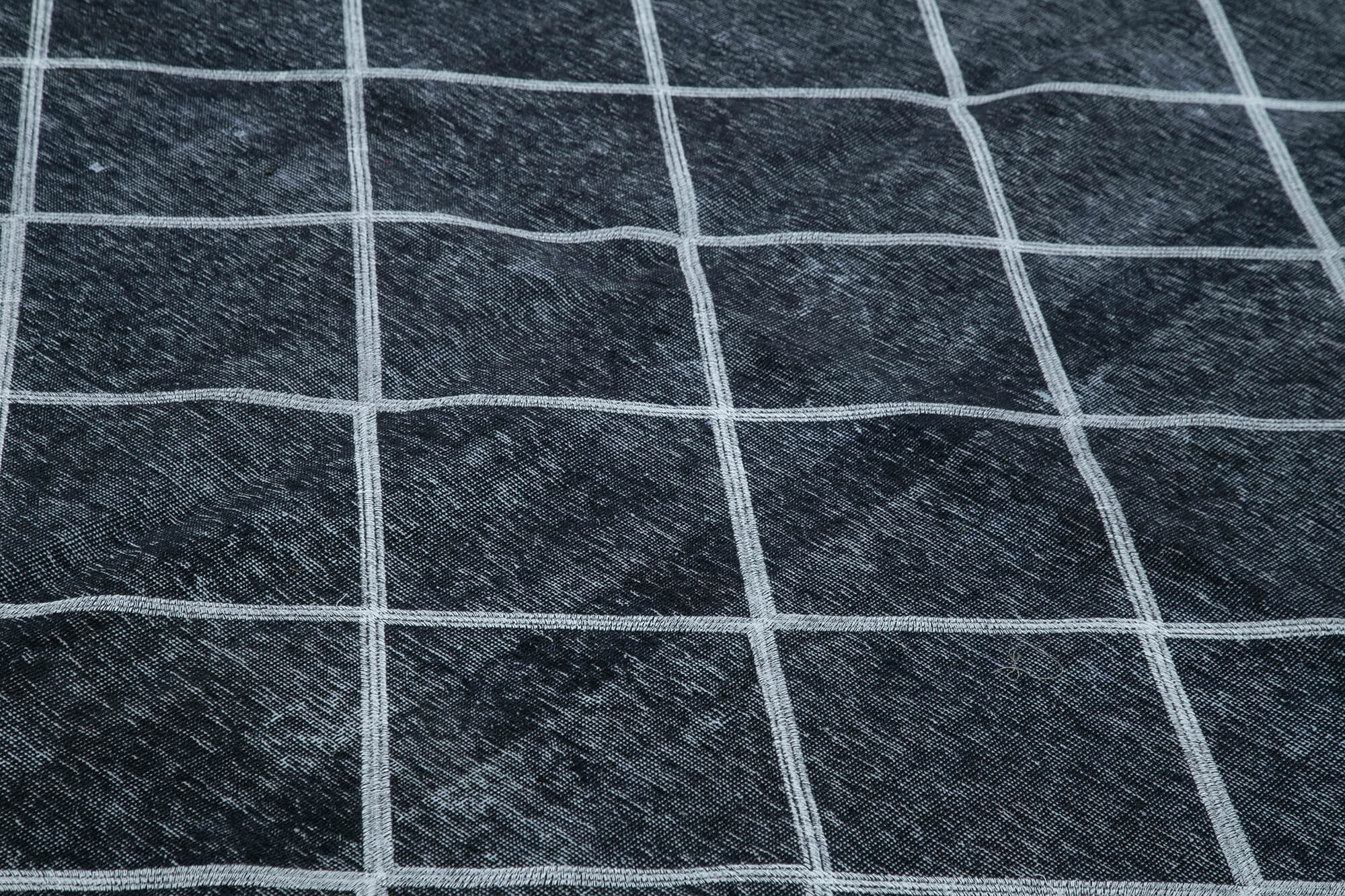 Handmade Geometric Rug - Black Area Rug Cotton Wool, Turkish Vintage Carpet 10'1''x12'6''