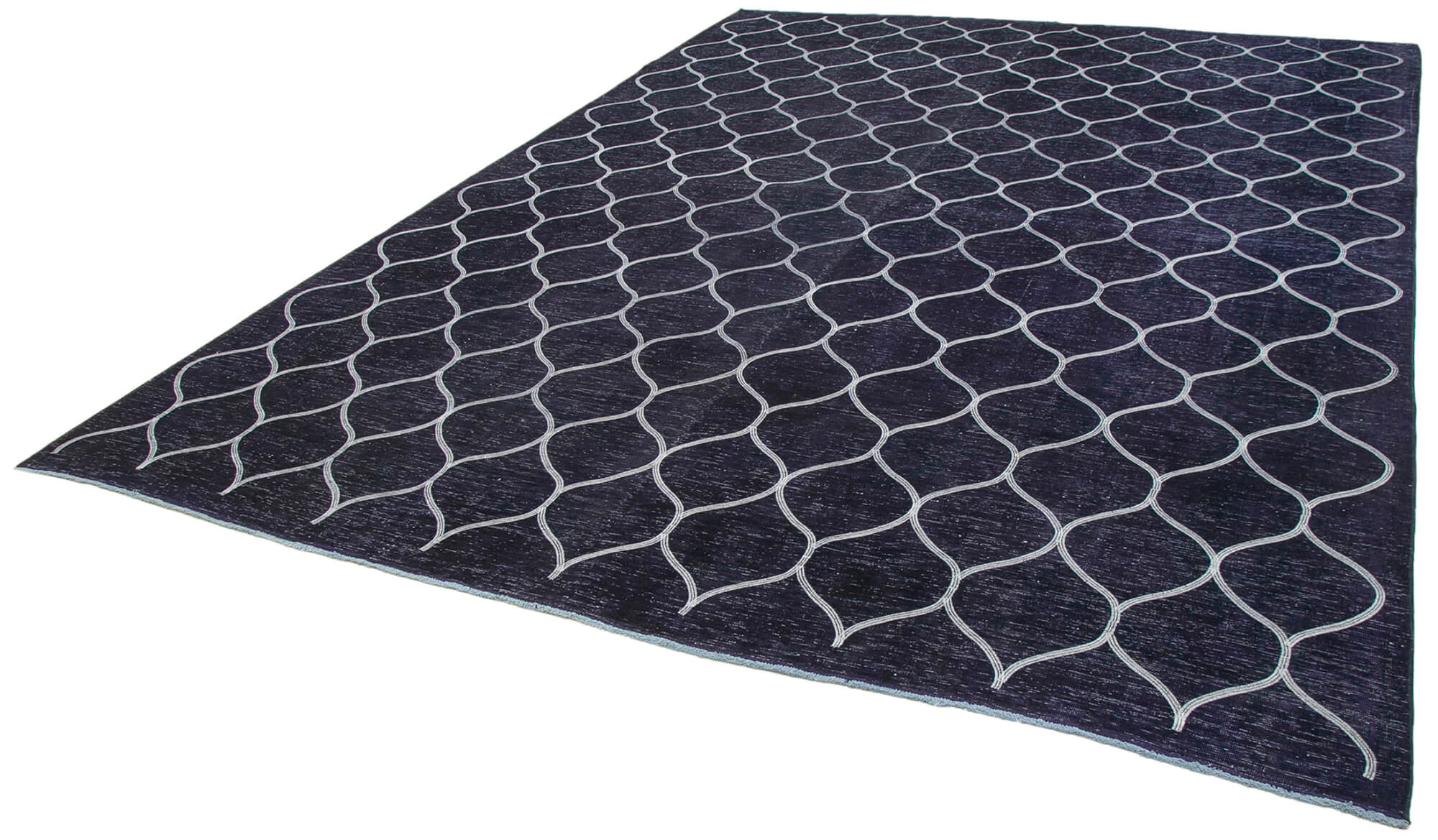 Handmade Geometric Rug – Blue Area Rug Cotton Wool Carpet 9'5''x13'0''