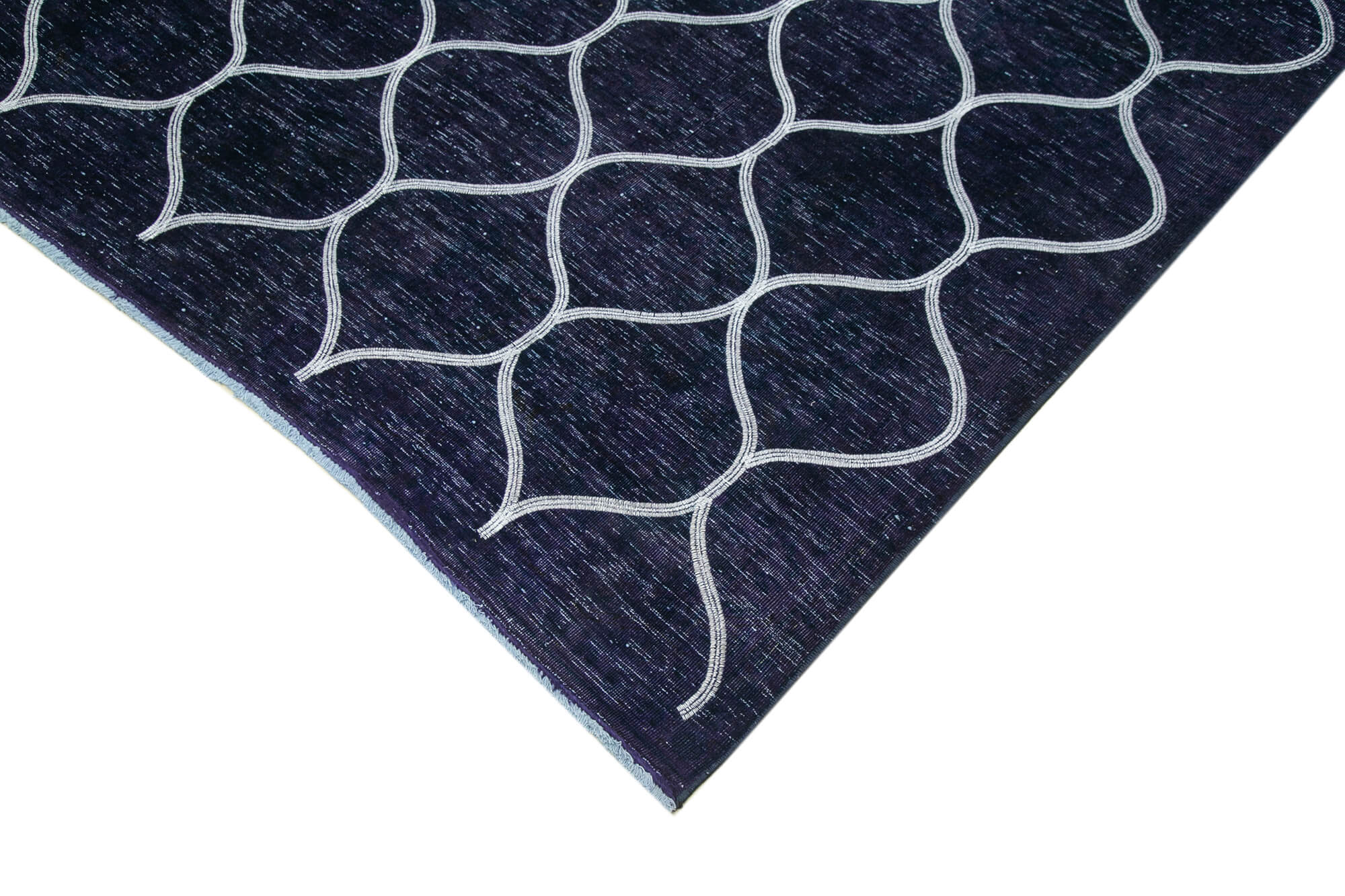 Handmade Geometric Rug – Blue Area Rug Cotton Wool Carpet 9'5''x13'0''