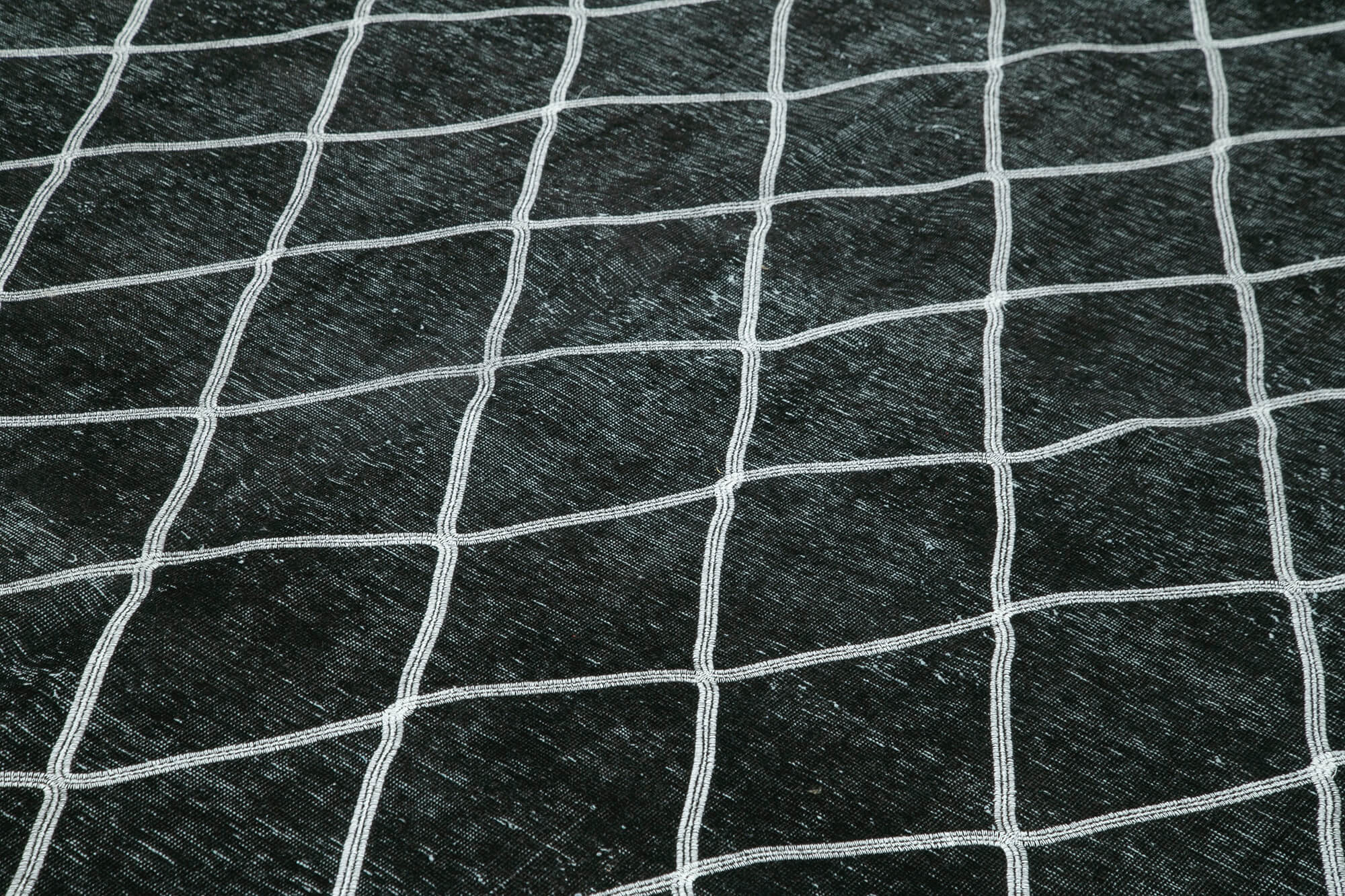 Handmade Geometric Rug – Black Area Rug Wool Cotton Blend 9'5''x12'9''
