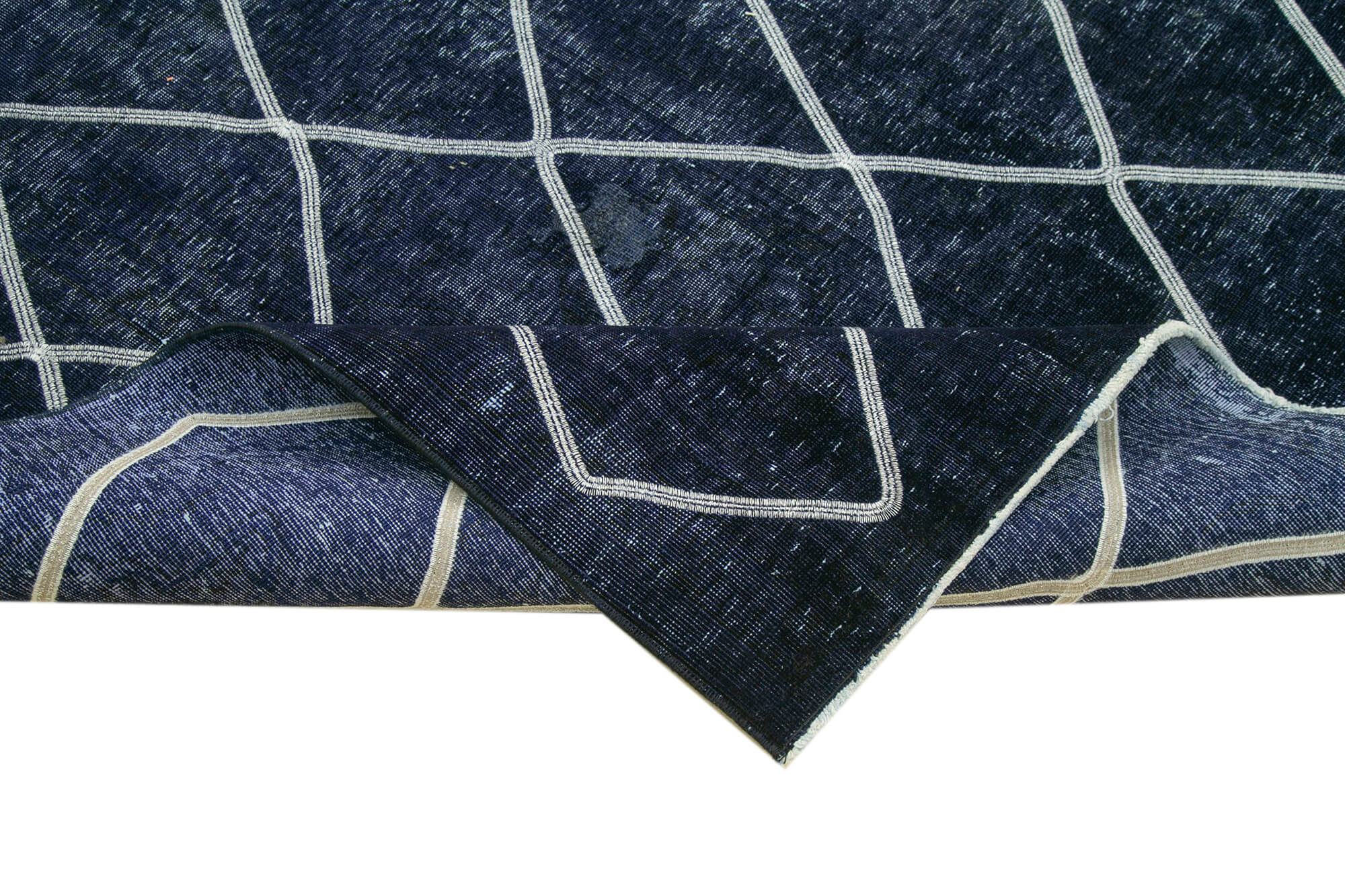 Handmade Wool Area Rug – Purple Geometric Cotton Wool Blend Rug 9'6" x 13'0"