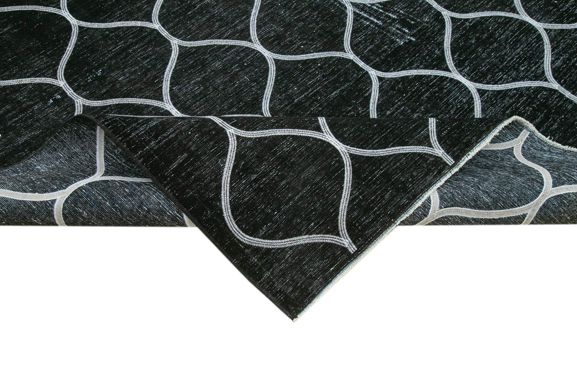 Handmade Geometric Rug – Black Geometric Carpet Wool Cotton Area Rug 9'7'' x 13'4''