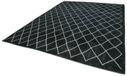 Handmade Geometric Rug - Black Area Rug Cotton Wool, Modern Design 9'7''x12'11''