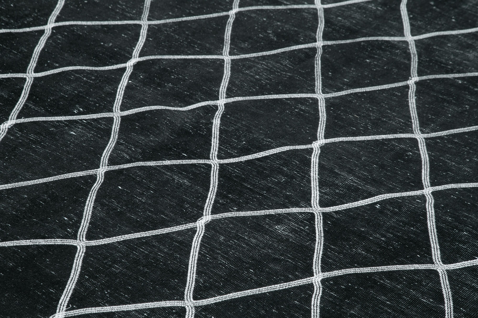 Handmade Geometric Rug - Black Area Rug Cotton Wool, Modern Design 9'7''x12'11''