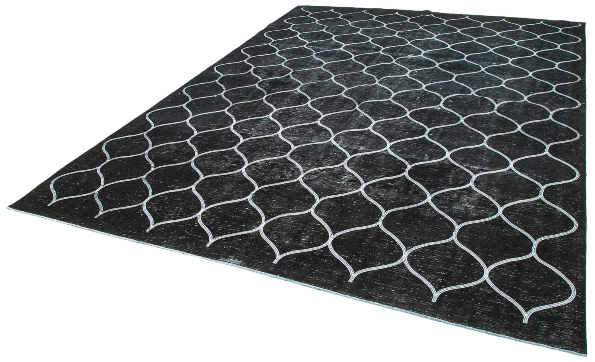 Handmade Geometric Rug – Black Area Rug Cotton Wool, Soft Wool Carpet 8'7''x11'9''