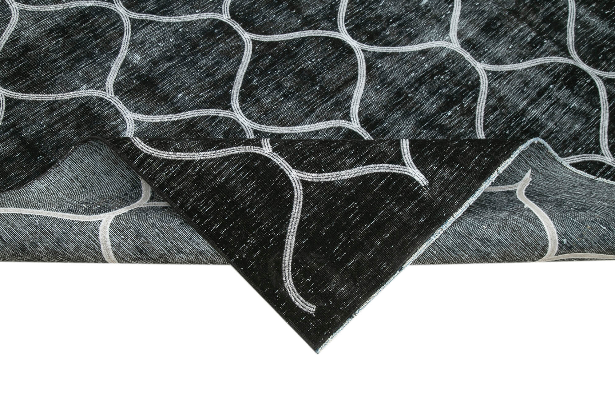 Handmade Geometric Rug – Black Area Rug Cotton Wool, Soft Wool Carpet 8'7''x11'9''
