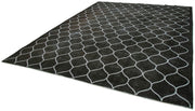 Handmade Geometric Rug – Black Area Rug with Cotton Wool Carpet, Turkish Vintage Style 9'10''x12'6''