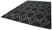 Handmade Geometric Rug - Large Black Area Rug Cotton Wool Carpet 9'4" x 13'5"