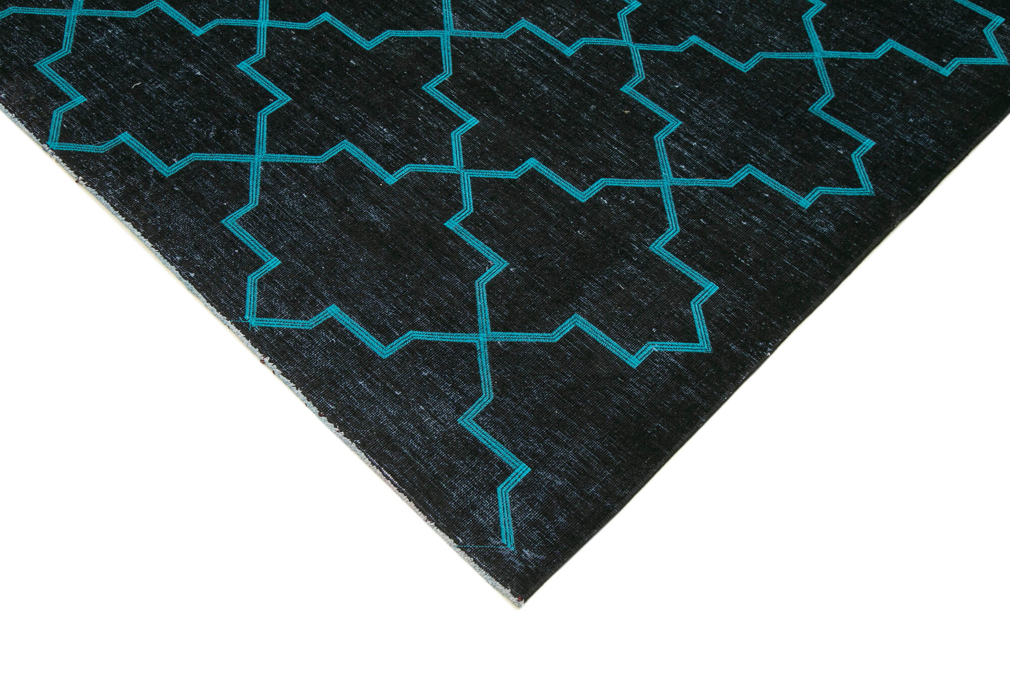 Handmade Geometric Rug – Black Wool Cotton Area Rug 9'3'' x 12'8'' | Turkish Vintage Carpet
