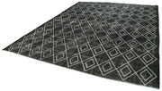 Handmade Geometric Rug - Black Area Rug | Soft Wool & Durable Cotton Carpet 9'6" x 12'1"