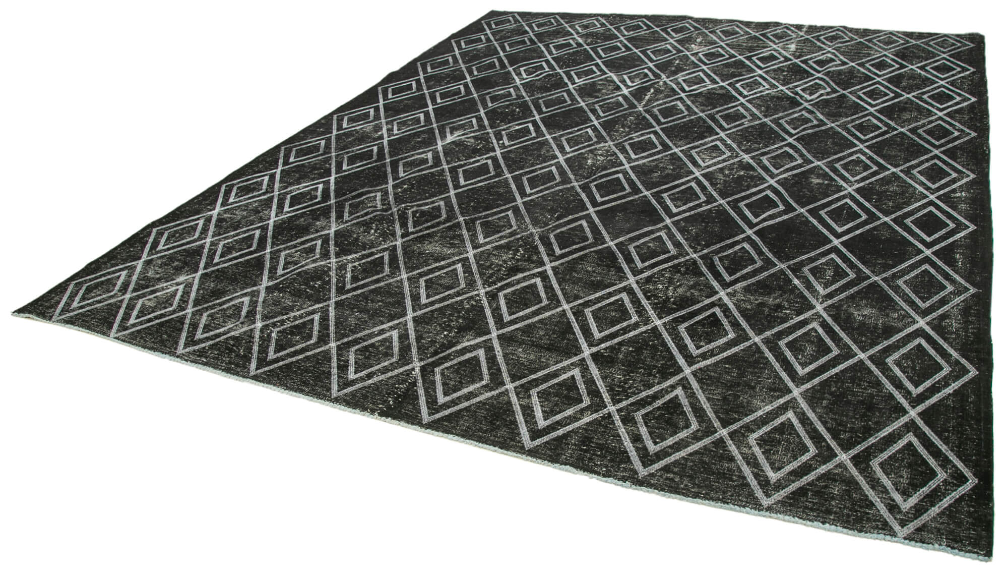 Handmade Geometric Rug - Black Area Rug | Soft Wool & Durable Cotton Carpet 9'6" x 12'1"