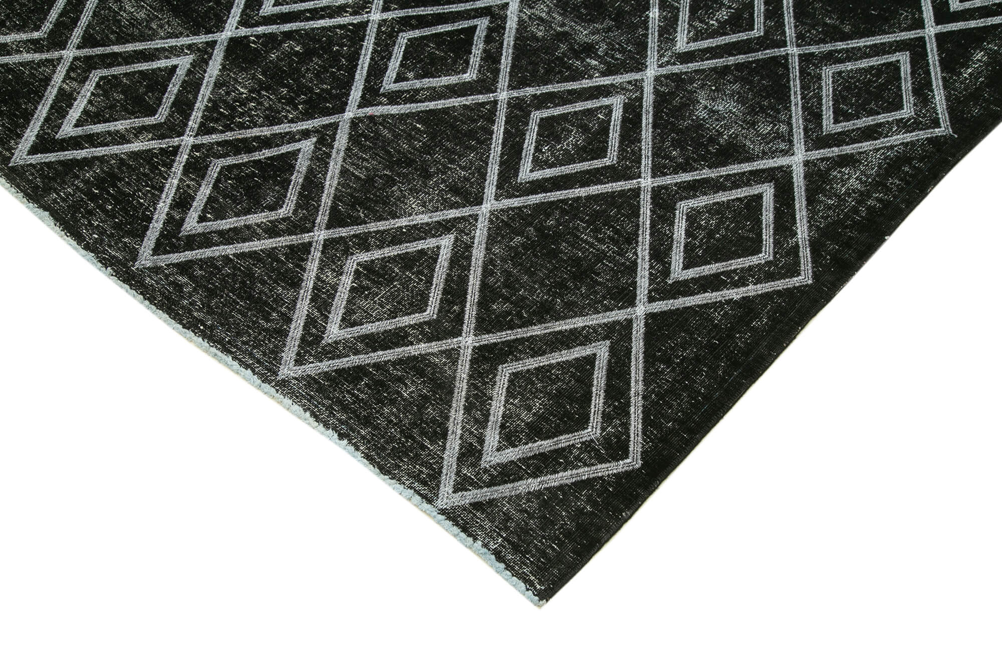 Handmade Geometric Rug - Black Area Rug | Soft Wool & Durable Cotton Carpet 9'6" x 12'1"