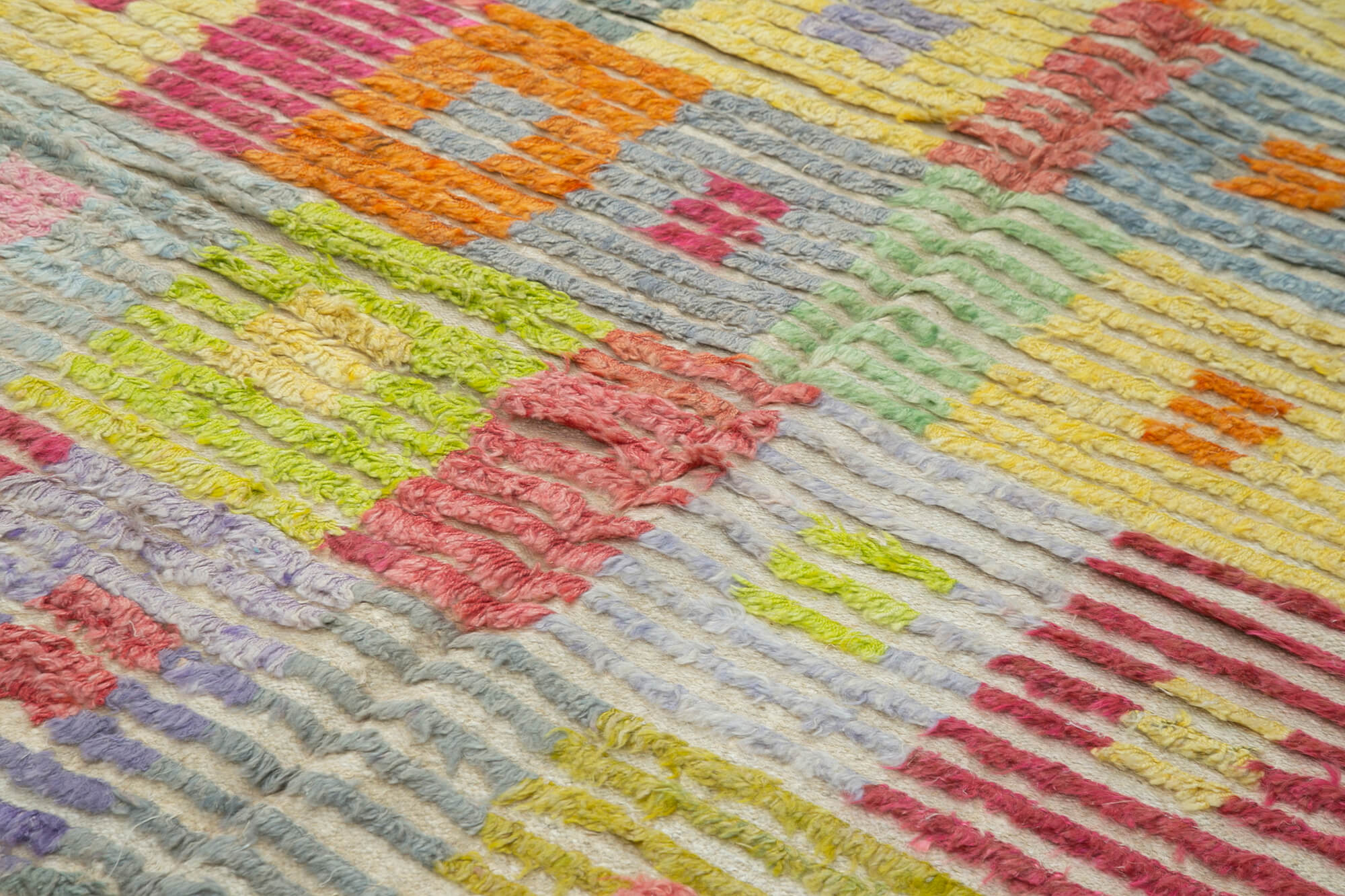 Handmade Area Rug – Orange Geometric Cotton Wool Rug 6'4'' x 9'11'' for Living Room