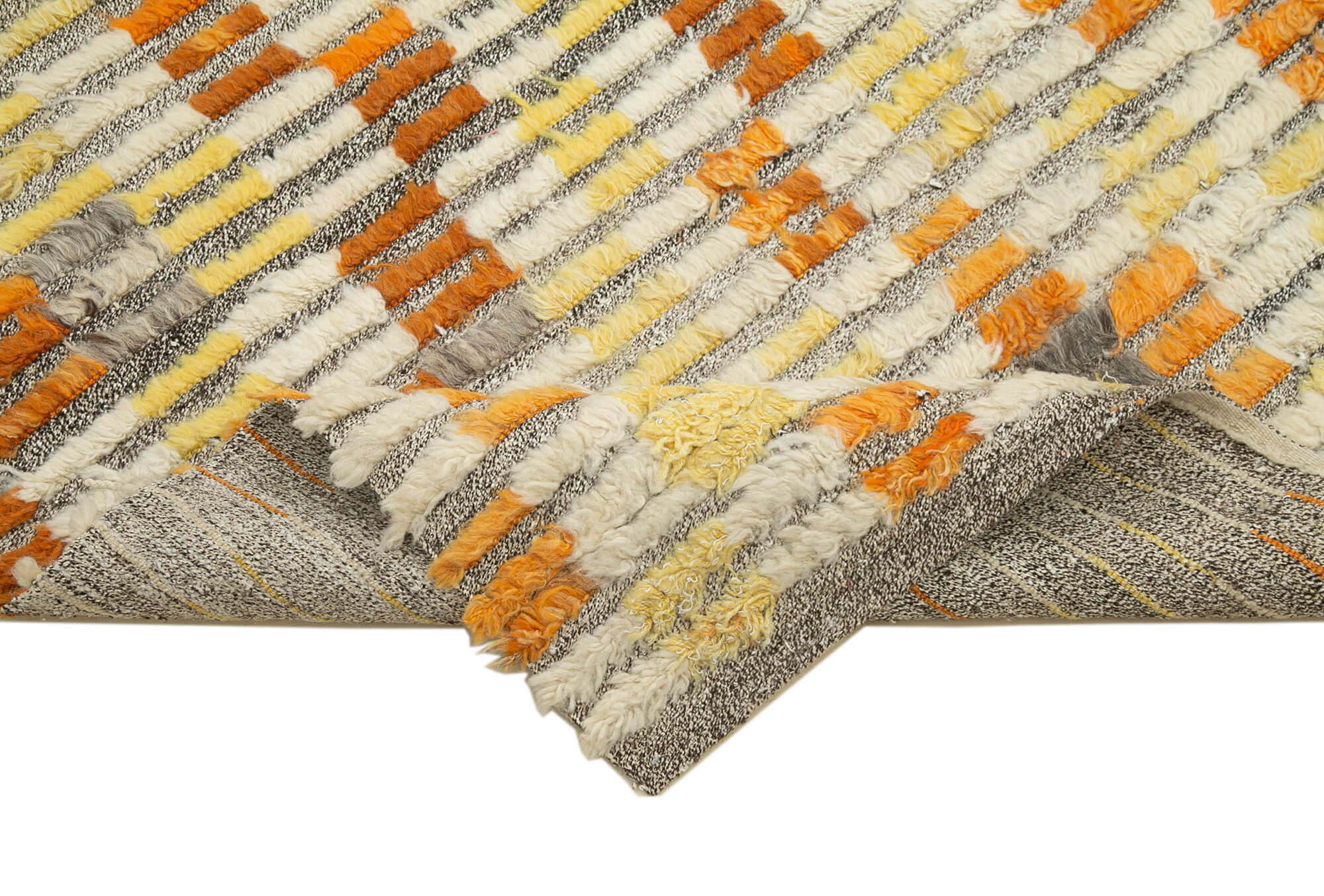 Handmade Area Rug – Geometric Cotton Wool Vintage Turkish Carpet 7'4''x9'5''