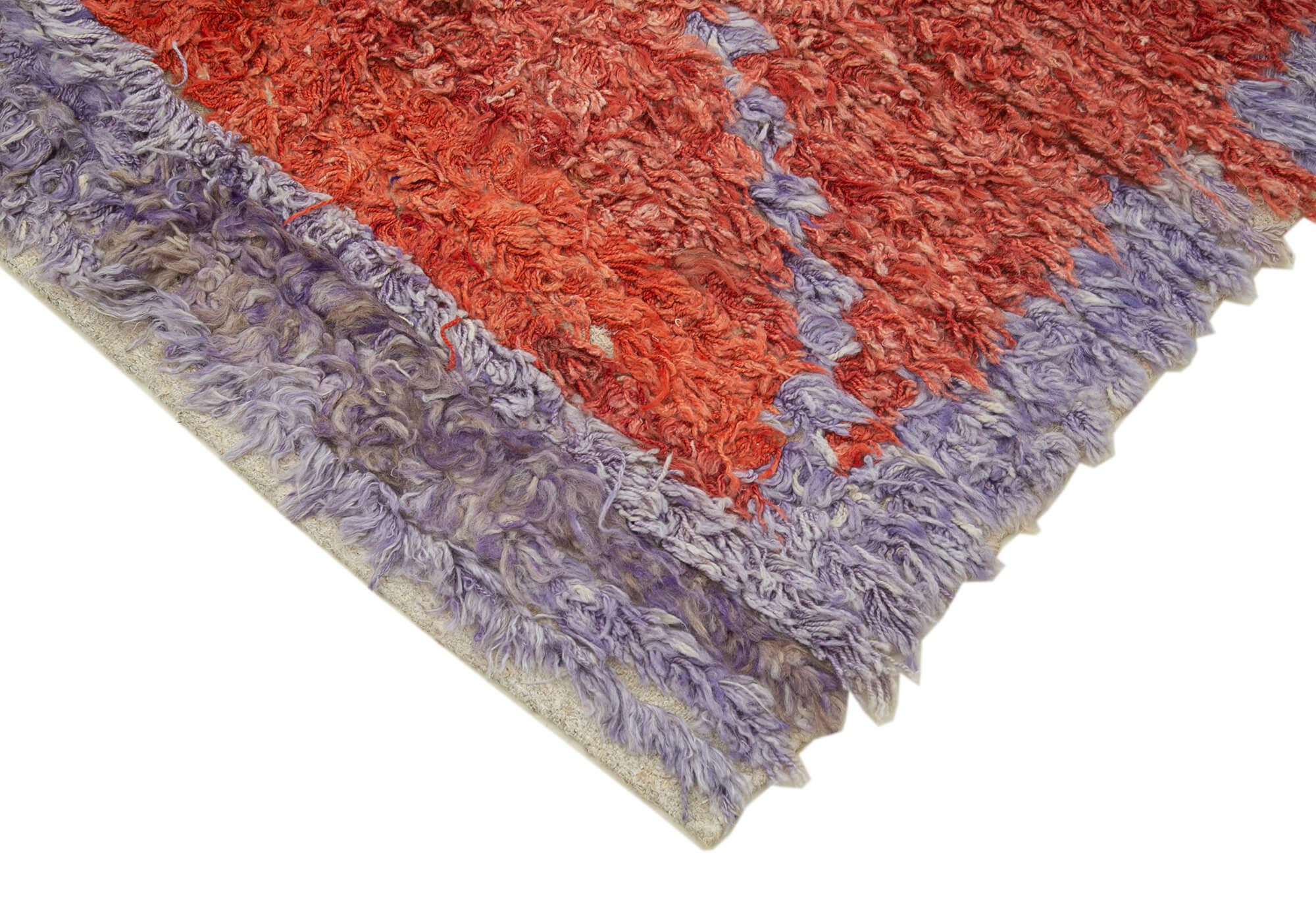 Handmade Area Rug - Red Geometric Cotton Wool Vintage Turkish Carpet 3'10''x6'10''