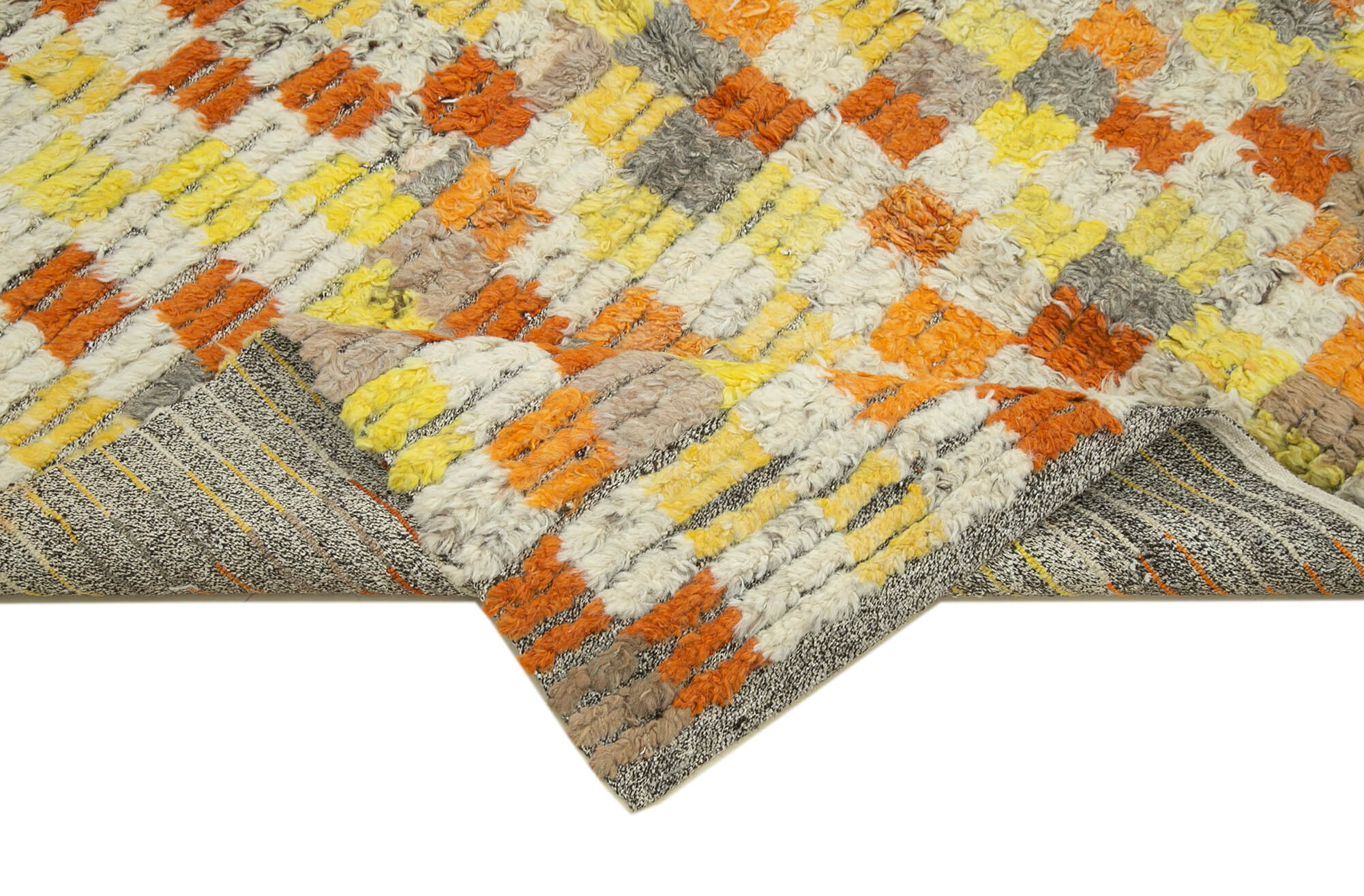 Handmade Wool Area Rug – PonponGreen Geometric Cotton Wool Rug 5'9''x7'5'' by Agacan