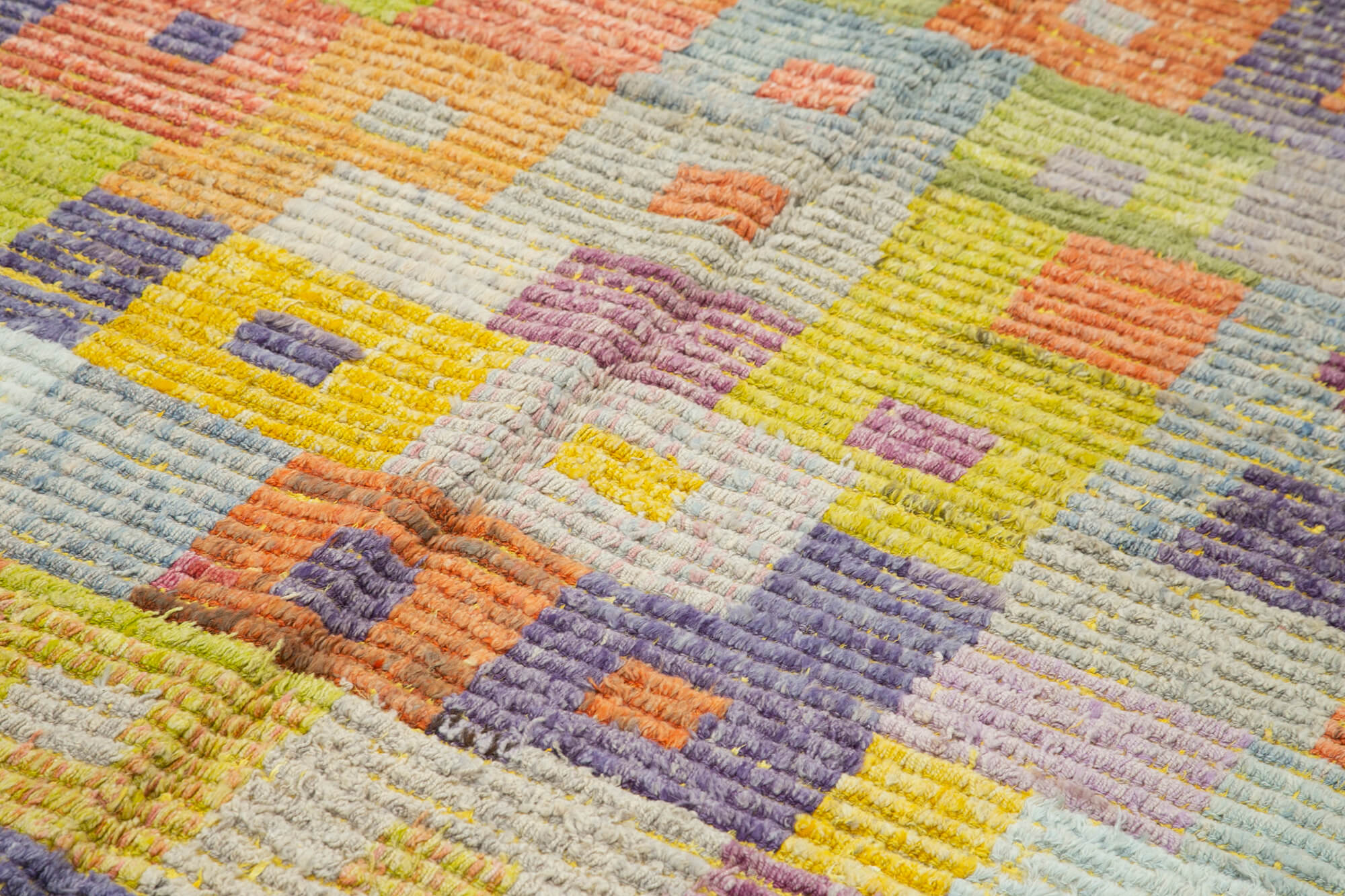 Handmade Wool Area Rug – Green Geometric Cotton Wool Blend Rug 8'4''x13'0''