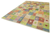 Handmade Wool Area Rug – Geometric Cotton Wool Rug, Durable Natural Fiber Carpet 8'7" x 11'6"