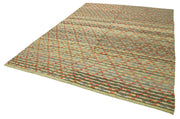 Handmade Area Rug - Geometric Cotton Wool Blend Vintage Turkish Carpet 8'6''x11'5''