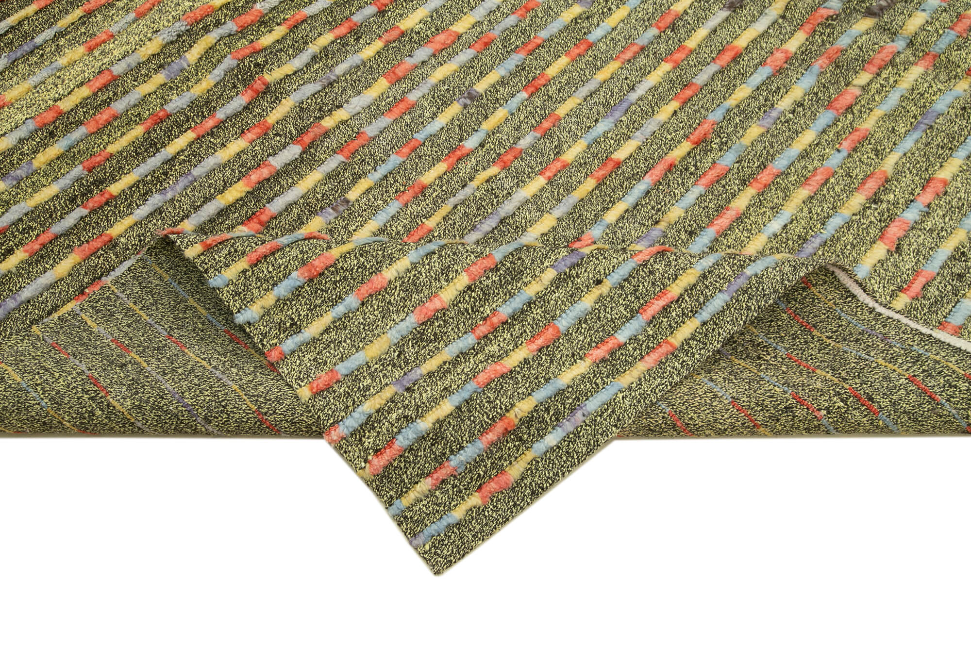 Handmade Area Rug - Geometric Cotton Wool Blend Vintage Turkish Carpet 8'6''x11'5''