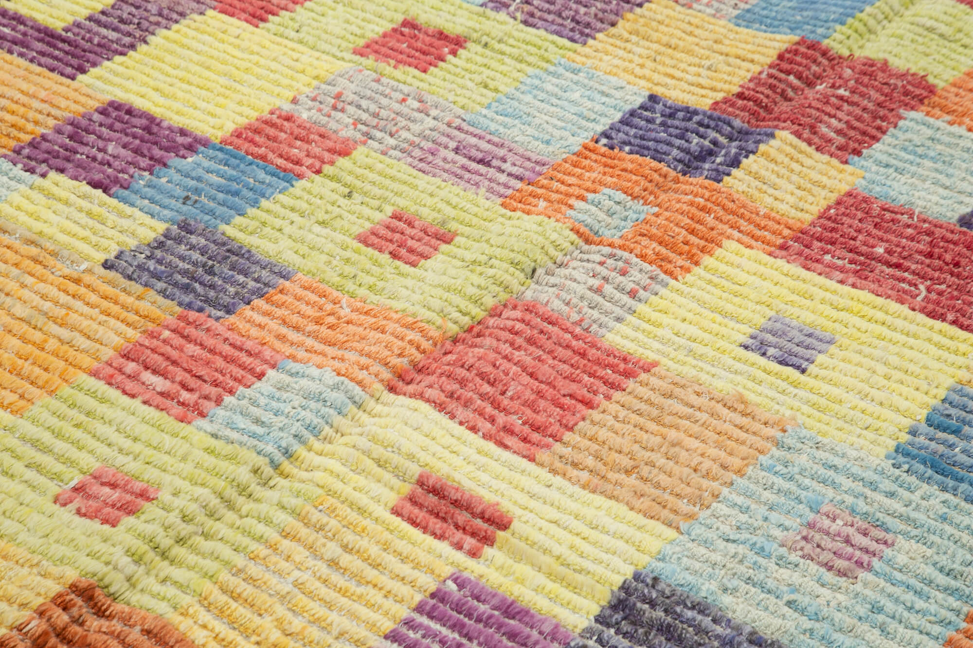 Handmade Wool Area Rug - Geometric Cotton Wool Rug for Living Room, Durable & Soft