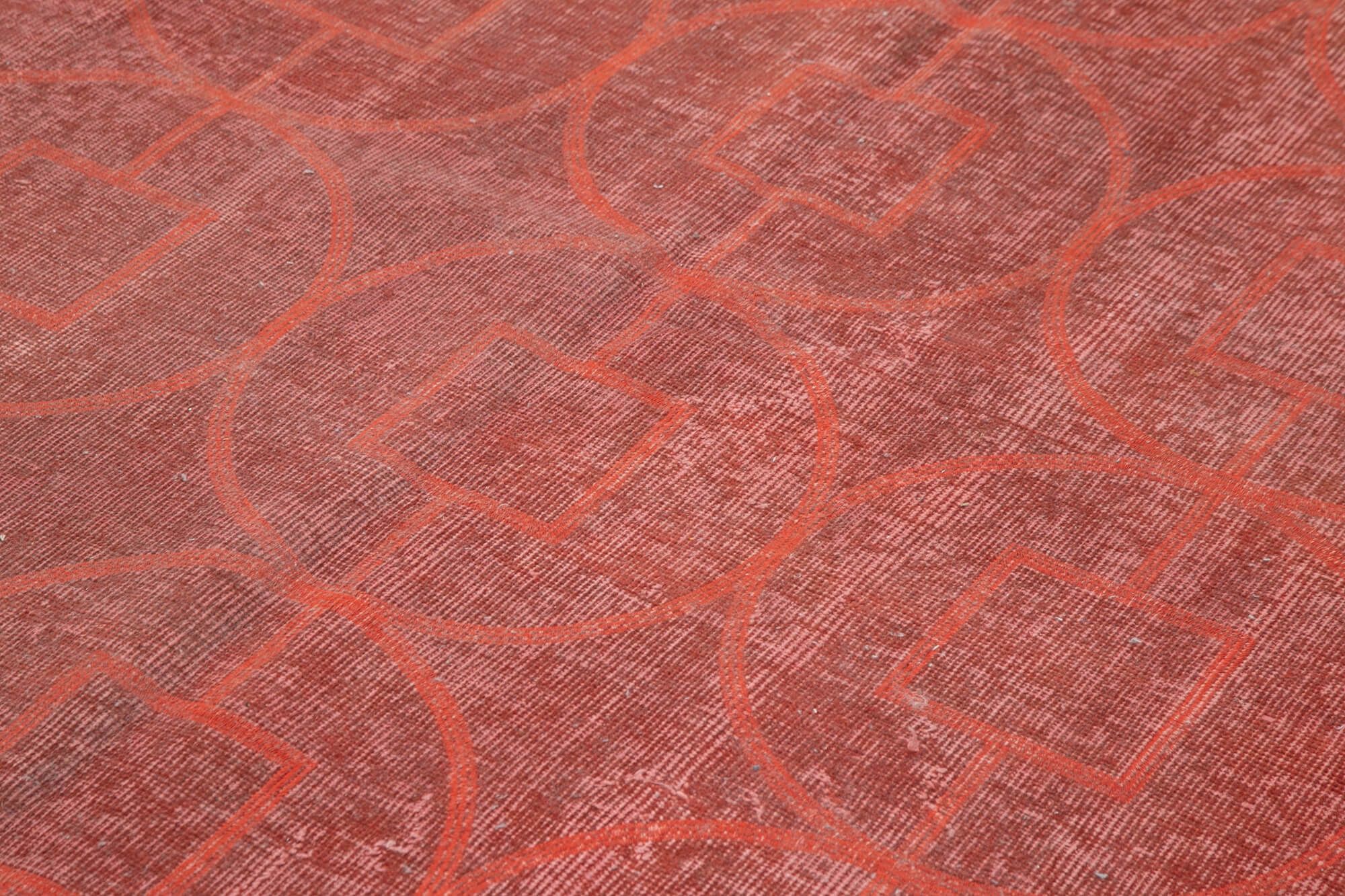 Handmade Geometric Rug - Red Area Rug 6'9''x10'0'' Wool Cotton Blend Carpet