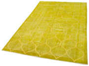 Handmade Geometric Rug - Yellow Area Rug Cotton Wool Blend, Durable Natural Fiber Carpet 4'10''x8'